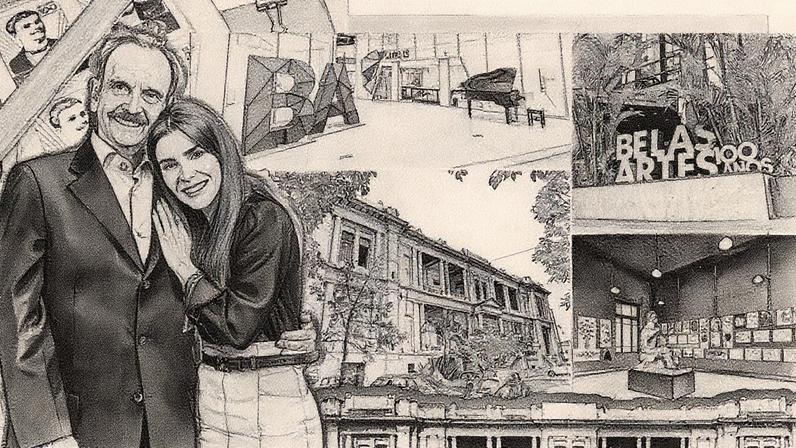Paulo Cardim, reitor da Belas Artes, e sua filha, Patrícia Cardim, CEO da instituição, comemoram os 100 anos da escola (Foto: Reprodução)