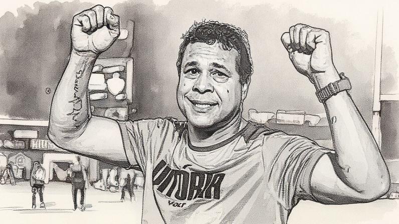 Técnico Rodrigo Chagas comemora vitória sobre o Atlético-MG (Foto: Reprodução)