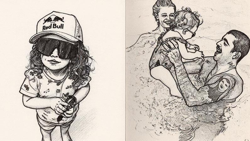 Cintia Dicker filma Aurora, de 2 anos, imitando o pai, Pedro Scooby (Foto: Reprodução)