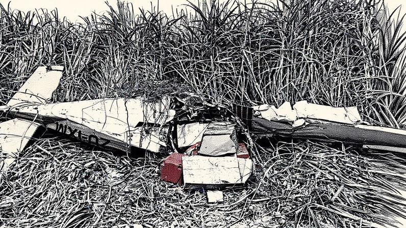 Avião pilotado por australiano com carregamento de cocaína caiu em canavial em Alagoas (Foto: Reprodução)