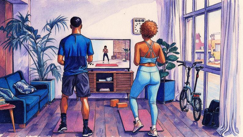 Casal treina em casa (Foto: Reprodução)