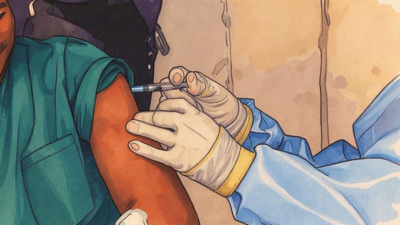 Trabalhador de saúde aplica vacina contra o ébola em Bulape, República Democrática do Congo (Foto: Reprodução)