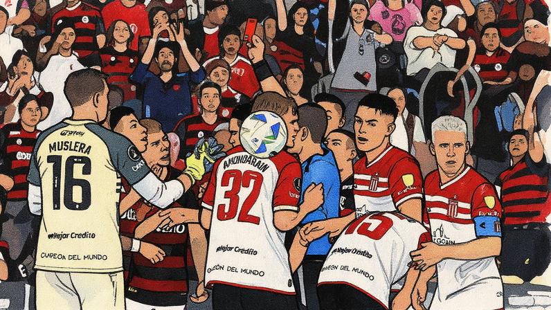 Jogador é expulso durante partida entre Flamengo e Estudiantes (Foto: Reprodução)