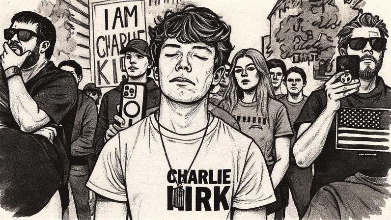 Adolescente participa de evento em memória de Charlie Kirk em Michigan (Foto: Reprodução)