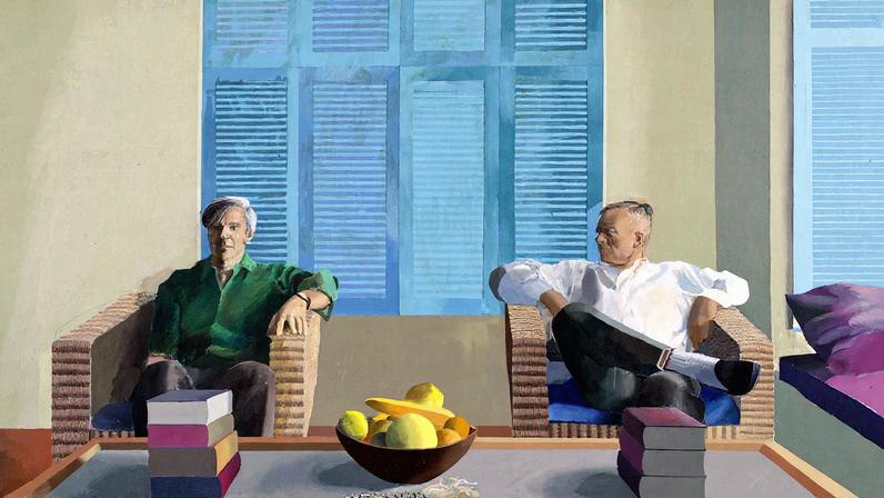 David Hockney, Christopher Isherwood e Don Bachardy posam juntos em 1968 (Foto: Reprodução)