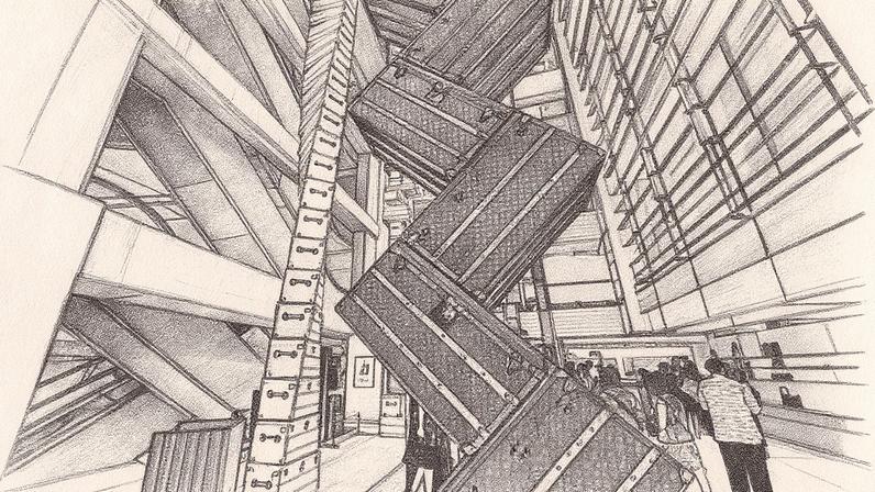 Maletas da Louis Vuitton empilhadas até o teto em loja na Quinta Avenida, em Nova York (Foto: Reprodução)