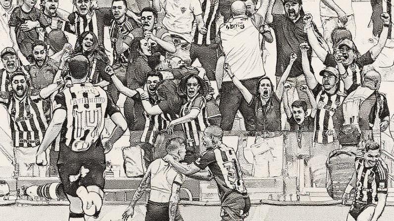 Bernard comemora um gol com a torcida na Arena MRV durante a partida entre Atlético-MG e Bolívar, que garantiu a classificação do time para as semifinais da Copa Sul-Americana (Foto: Reprodução)