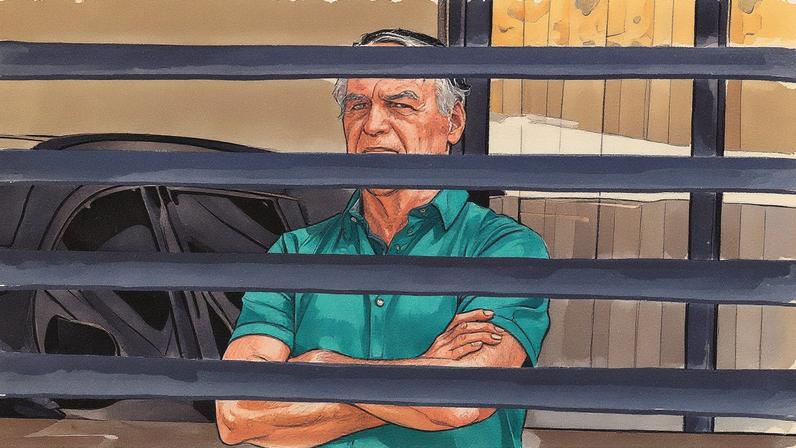 Ex-presidente brasileiro Jair Bolsonaro acena em sua residência em Brasília (Foto: Reprodução)