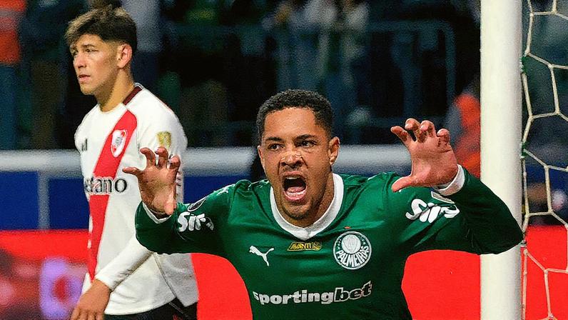 Vitor Roque foi um dos destaques da vitória do Palmeiras sobre o River Plate (Foto: Reprodução)