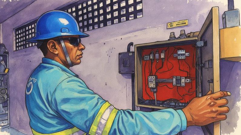 Funcionário da Águas do Rio, Gilson dos Santos, em Vigário Geral (Foto: Reprodução)