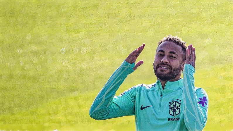 Neymar treina com a seleção em Turim, preparando-se para a Copa do Catar (Foto: Reprodução)