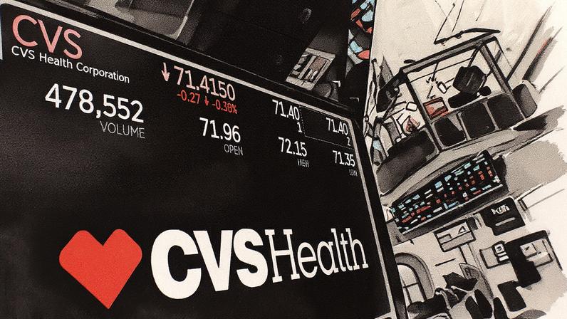 Logo da CVS Health exibido em um monitor da Bolsa de Valores de Nova York (Foto: Reprodução)