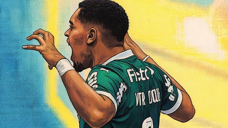 Vitor Roque comemora após marcar um gol para o Palmeiras em partida contra o Ceará (Foto: Reprodução)