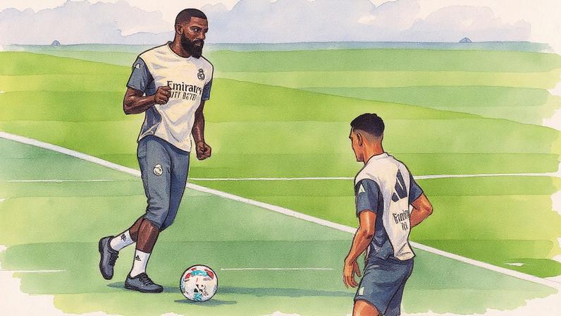 Rüdiger treina com o Real Madrid em Valdebebas (Foto: Reprodução)