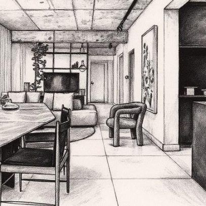 Apartamento mineiro de 150 m² ganha estilo com concreto aparente e marcenaria preta