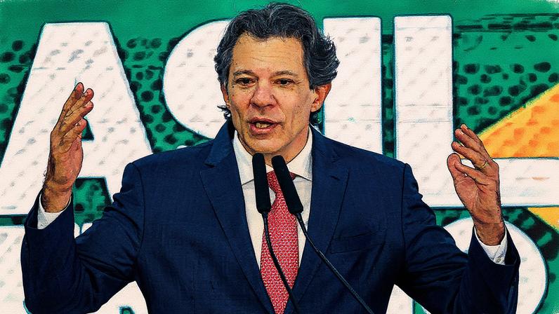 Ministro da Fazenda, Fernando Haddad, discursa durante cerimônia de assinatura de medida provisória no Palácio do Planalto, em Brasília (Foto: Reprodução)