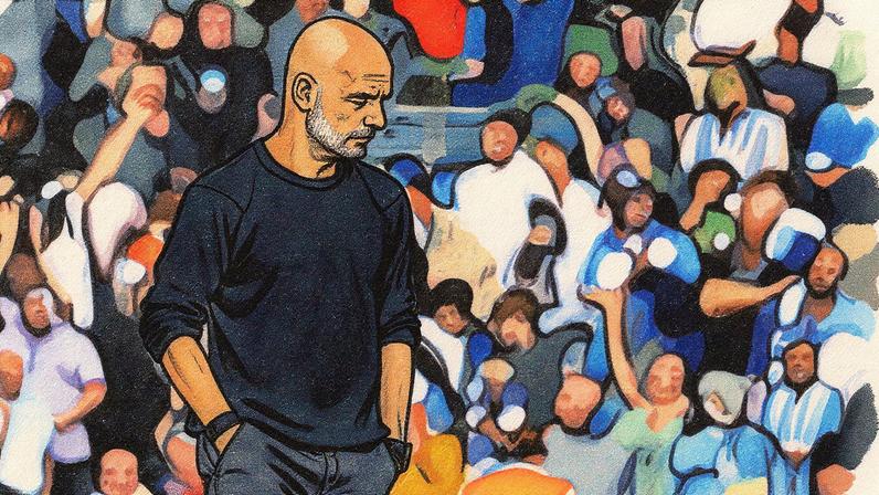 Técnico Pep Guardiola do Manchester City em destaque, enquanto Donnarumma é anunciado como novo reforço do time (Foto: Reprodução)