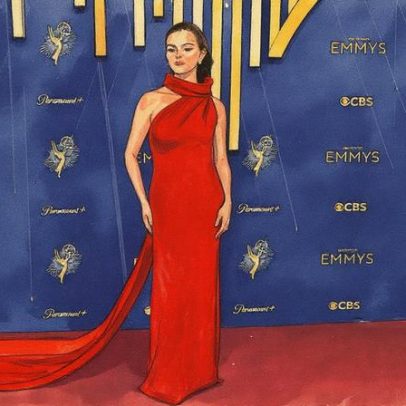 Selena Gomez deslumbra em vestido vermelho na cerimônia do Emmy 2025