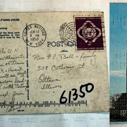 Cartão postal da ONU de 1953 é entregue a aposentado nos EUA após 72 anos