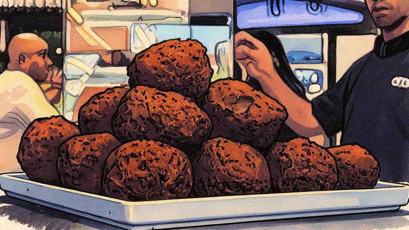 São 10 toneladas de carne moída por mês para a fabricação da almôndega, mas a receita é mantida em segredo (Foto: Reprodução)