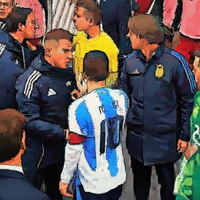 Messi e volante do Santos se desentendem no túnel antes de Argentina x Venezuela