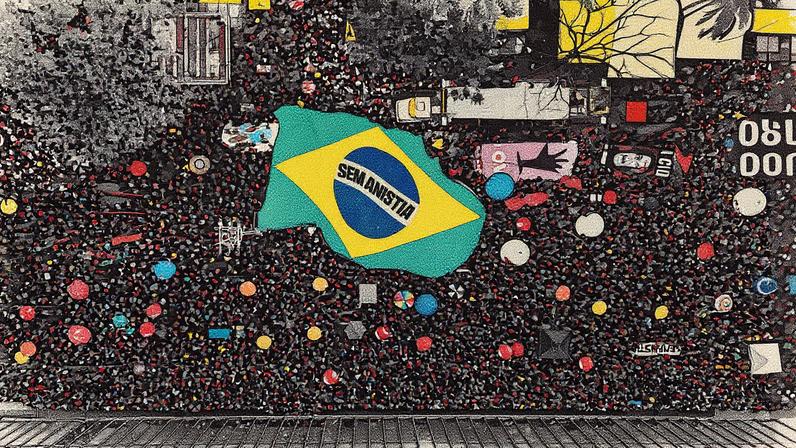 Vista aérea de uma manifestação contra o projeto de amnistia em andamento no Congresso em São Paulo (Foto: Reprodução)