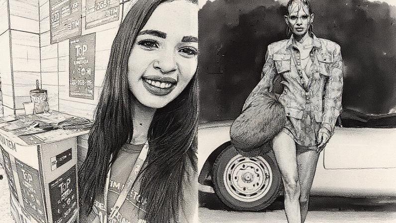 Modelo indígena brasileira desfila na passarela de LaQuan Smith em Nova Iorque (Foto: Reprodução)