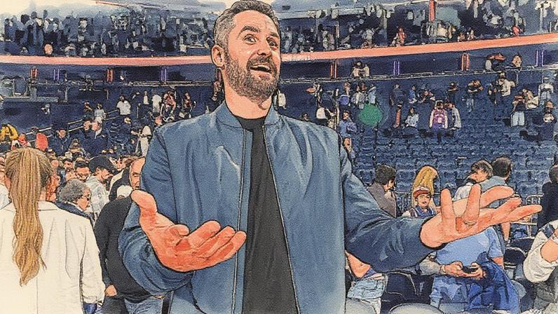 Kevin Love observa a partida entre Indiana Pacers e New York Knicks das arquibancadas (Foto: Reprodução)