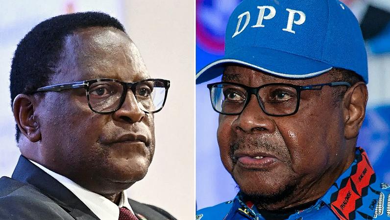 Lazarus Chakwera (L) e Peter Mutharika (R) são rivais políticos de longa data (Foto: Reprodução)