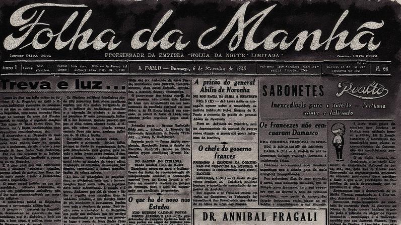 Primeira página da Folha da Manhã datada de 6 de setembro de 1925 (Foto: Reprodução)
