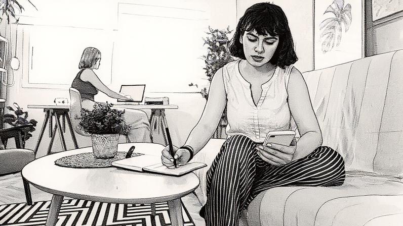 Mulher preocupada olhando para seu celular (Foto: Reprodução)