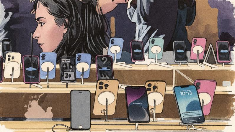 Aparelhos de iPhone 16 expostos em uma loja da Apple em Londres (Foto: Reprodução)