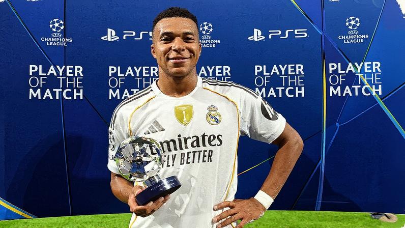 Mbappé marca gol de pênalti na vitória do Real Madrid sobre o Olympique de Marselha na UEFA Champions League 2025/26 (Foto: Reprodução)