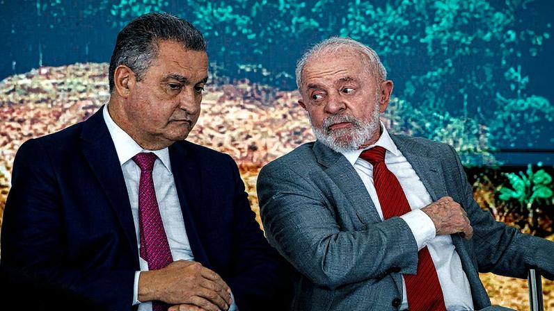 Presidente Lula e Rui Costa durante a cerimônia de assinatura do contrato de concessão da BR-381 (Foto: Reprodução)