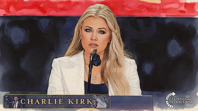 Erika Kirk durante discurso em funeral em Glendale, Arizona (Foto: Reprodução)