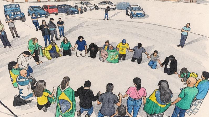 Apoiadores do ex-presidente Jair Messias Bolsonaro fazem vigília em frente ao condomínio dele (Foto: Reprodução)