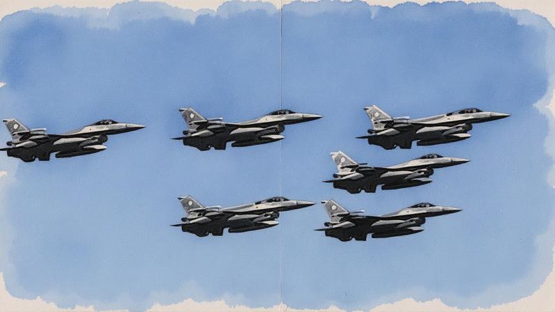 Aviones de combate F-16 em um desfile militar em Varsóvia, em agosto passado (Foto: Reprodução)