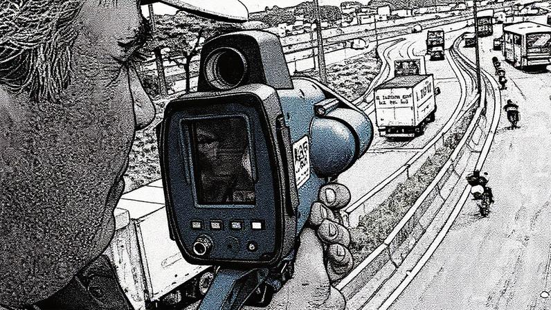 Radares móveis em operação em via pública (Foto: Reprodução)