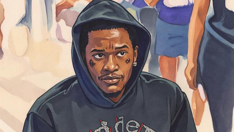 Jovem Thug chega ao tribunal para apoiar Metro Boomin em seu julgamento civil por agressão sexual em Los Angeles (Foto: Reprodução)