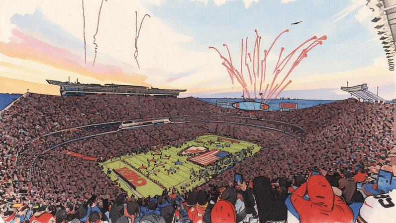 Visão do Arrowhead Stadium antes de um jogo de futebol americano da NFL entre Buffalo Bills e Kansas City Chiefs (Foto: Reprodução)