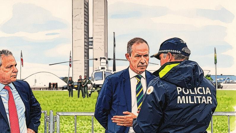 Ricardo Cappelli, ex-interventor no DF, realiza vistoria da segurança na Esplanada em janeiro de 2023 (Foto: Reprodução)