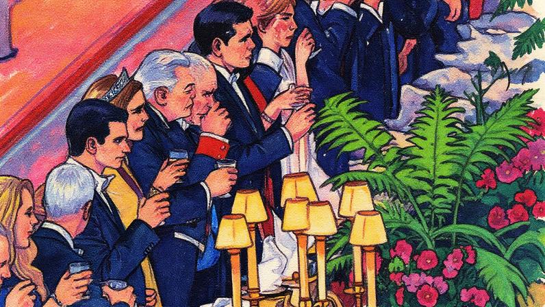 Presidente Trump entre o Rei Charles III e Catherine, Princesa de Gales, durante um banquete no Castelo de Windsor (Foto: Reprodução)