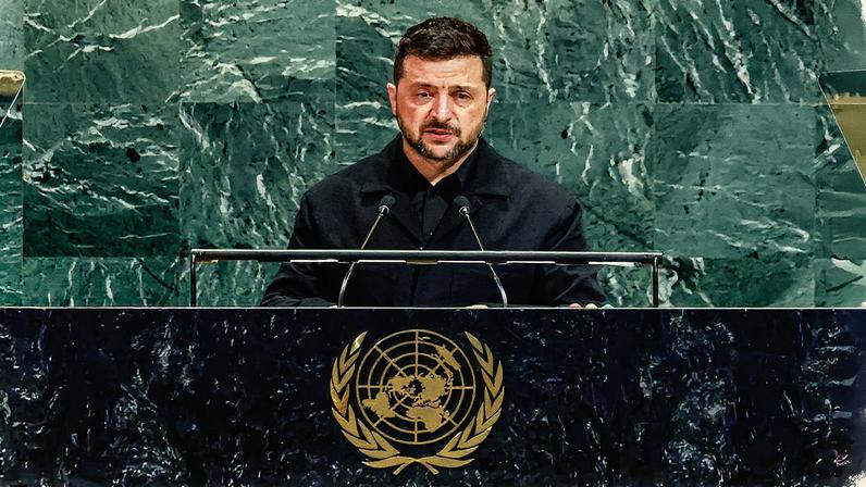 Volodymyr Zelenskiy discursa na Assembleia Geral da ONU em Nova York (Foto: Reprodução)
