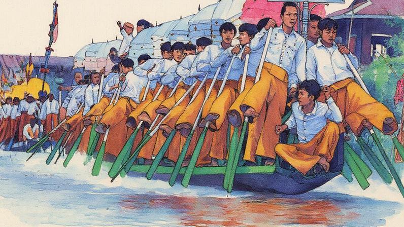 Pessoas da etnia Intha se apresentam durante o festival da pagoda Phaung Daw Oo no Lago Inle, no estado de Shan, Mianmar (Foto: Reprodução)