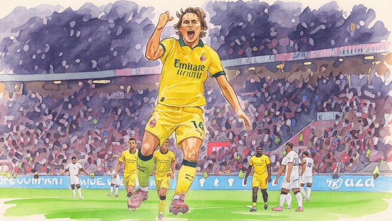 Luka Modric comemora seu primeiro gol pelo Milan em partida contra o Bologna (Foto: Reprodução)