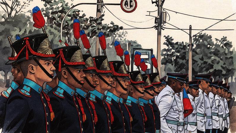 Desfile de comemoração ao 7 de setembro, Independência do Brasil, no Distrito Anhembi, com a participação de oficiais (Foto: Reprodução)