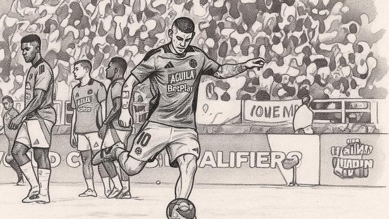 James Rodríguez, da Colômbia, posando antes do jogo contra a Bolívia no Estádio Metropolitano Roberto Meléndez (Foto: Reprodução)