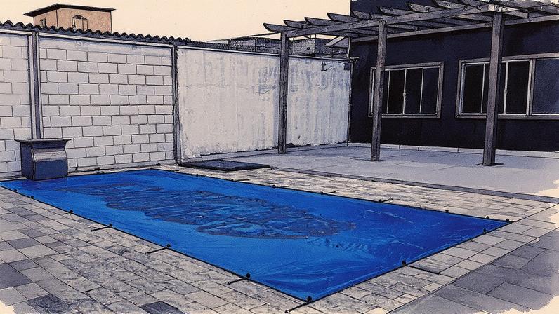 Lona foi colocada em piscina após acidente (Foto: Reprodução)