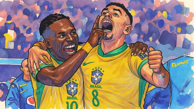 Jogadores da seleção brasileira, Vini Jr e Bruno Guimarães, se preparam para a Copa do Mundo de 2026 (Foto: Reprodução)