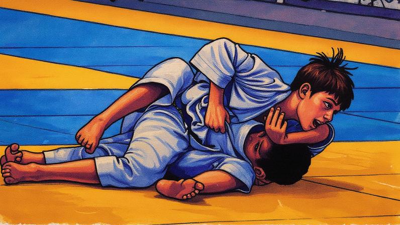 Jovens judocas competem durante o Intercolegial de 2015 (Foto: Reprodução)